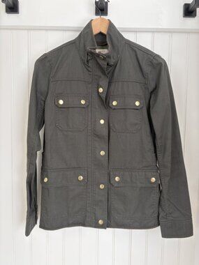 J.Crew Downtown Field Jacket — Olive Green Cotton Utility, Size XS